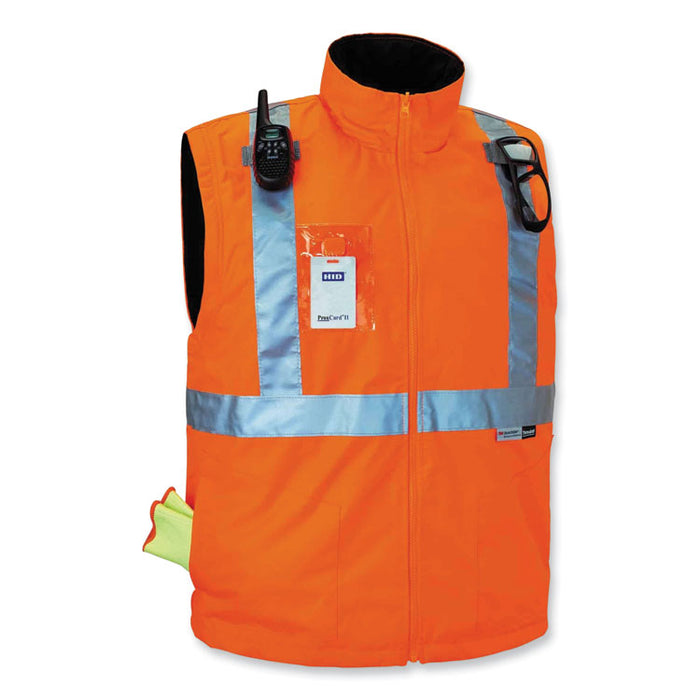 GloWear 8287 Class 2 Hi-Vis Jacket with Removable Sleeves, X-Large, Orange
