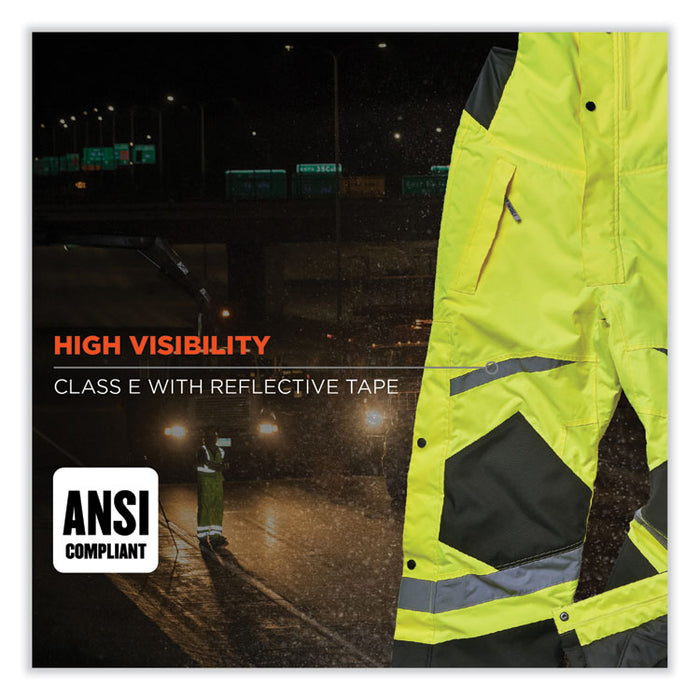 GloWear 8928 Class E Hi-Vis Insulated Bibs, Small, Lime