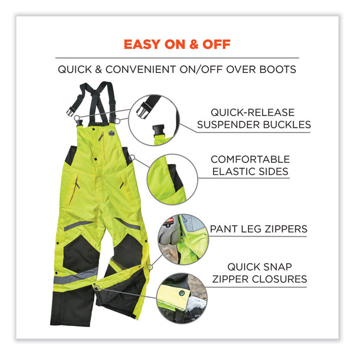 GloWear 8928 Class E Hi-Vis Insulated Bibs, Small, Lime