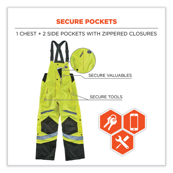 GloWear 8928 Class E Hi-Vis Insulated Bibs, Small, Lime