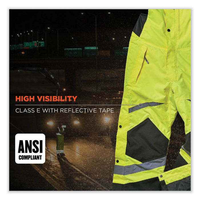 GloWear 8928 Class E Hi-Vis Insulated Bibs, Large, Lime