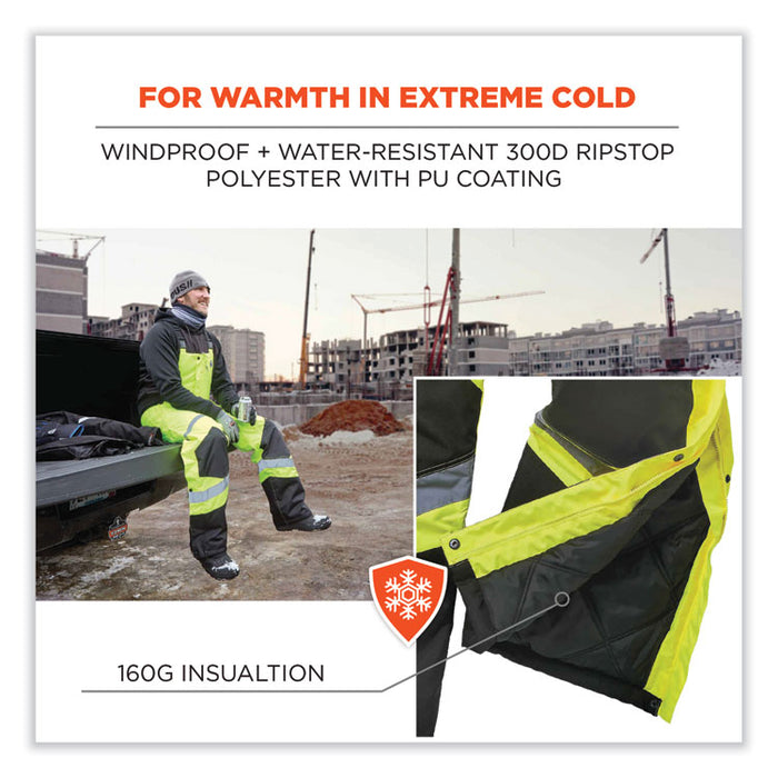 GloWear 8928 Class E Hi-Vis Insulated Bibs, 2X-Large, Lime