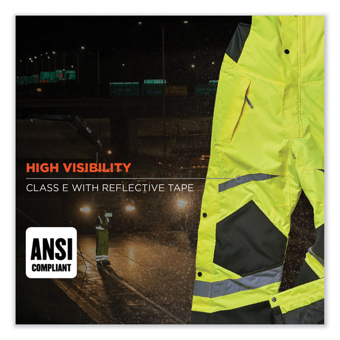 GloWear 8928 Class E Hi-Vis Insulated Bibs, 2X-Large, Lime