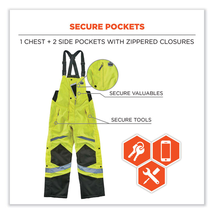 GloWear 8928 Class E Hi-Vis Insulated Bibs, 2X-Large, Lime