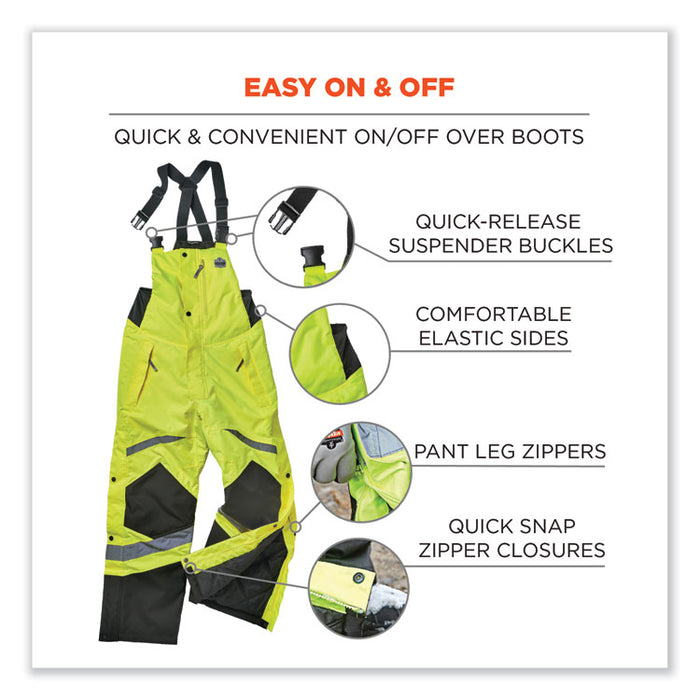 GloWear 8928 Class E Hi-Vis Insulated Bibs, 4X-Large, Lime