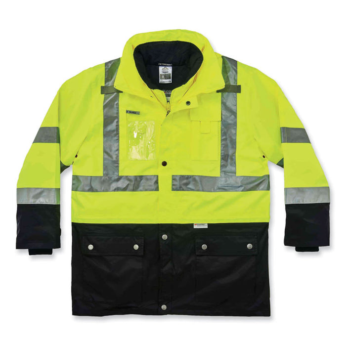 GloWear 8388 Class 3/2 Hi-Vis Thermal Jacket Kit, Small, Lime