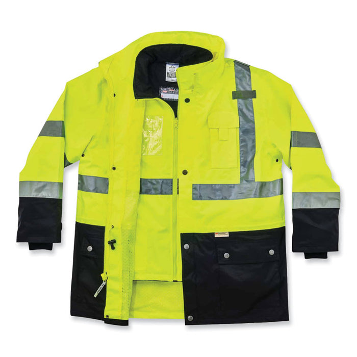 GloWear 8388 Class 3/2 Hi-Vis Thermal Jacket Kit, Large, Lime