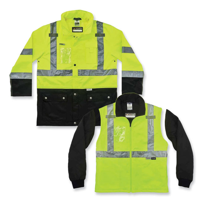 GloWear 8388 Class 3/2 Hi-Vis Thermal Jacket Kit, 5X-Large, Lime