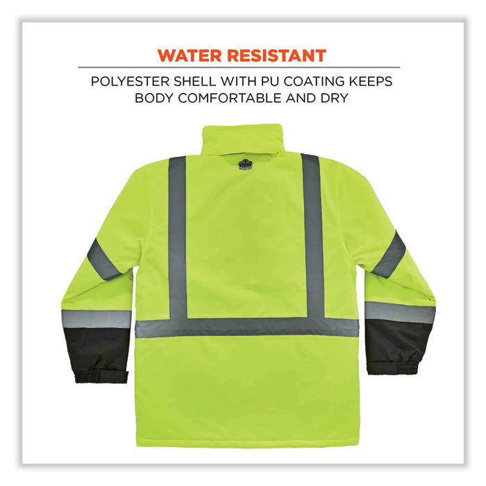 GloWear 8384 Class 3 Hi-Vis Quilted Thermal Parka, 2X-Large, Lime