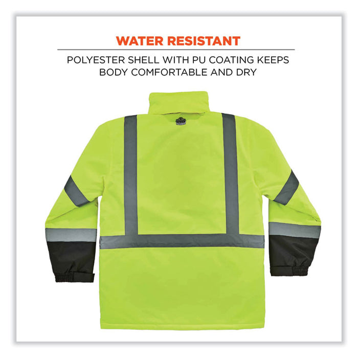 GloWear 8384 Class 3 Hi-Vis Quilted Thermal Parka, 3X-Large, Lime
