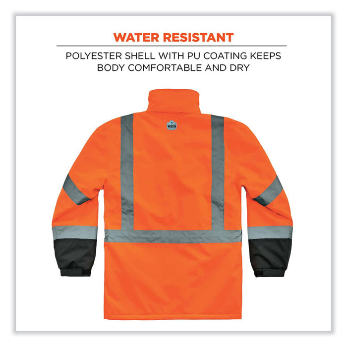 GloWear 8384 Class 3 Hi-Vis Quilted Thermal Parka, X-Large, Orange