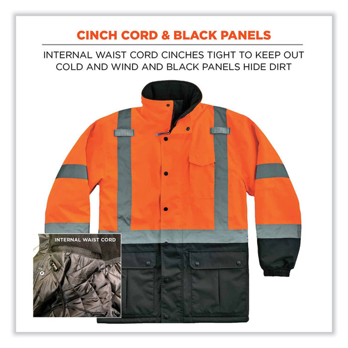 GloWear 8384 Class 3 Hi-Vis Quilted Thermal Parka, 2X-Large, Orange