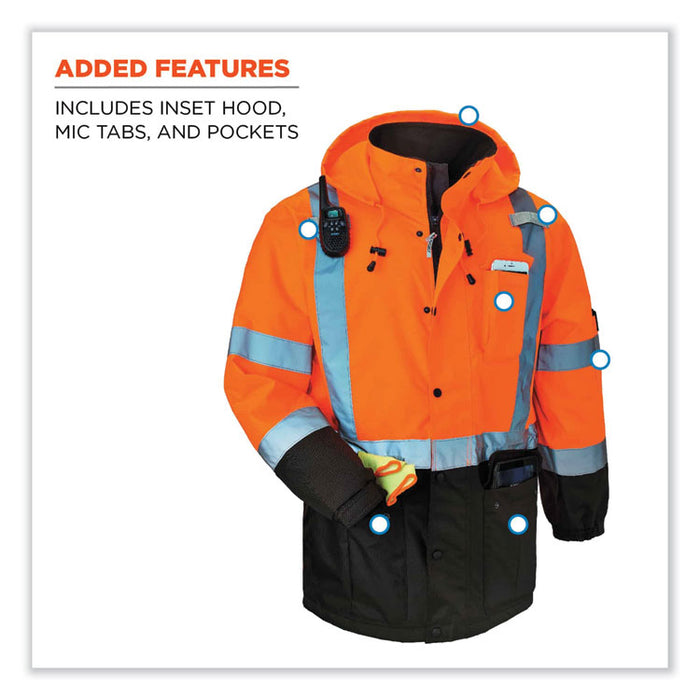 GloWear 8384 Class 3 Hi-Vis Quilted Thermal Parka, 3X-Large, Orange