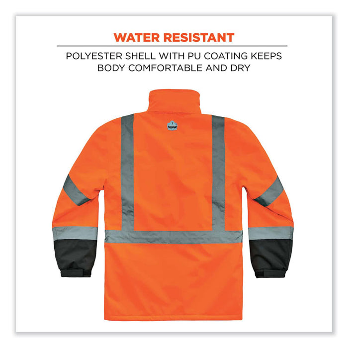 GloWear 8384 Class 3 Hi-Vis Quilted Thermal Parka, 5X-Large, Orange
