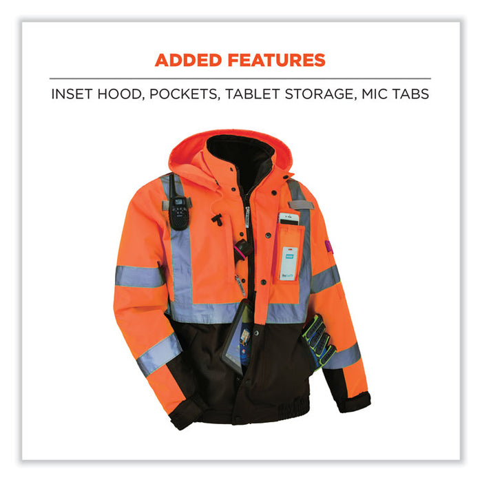 GloWear 8381 Class 3 Hi-Vis 4-in-1 Quilted Bomber Jacket, Orange, Large