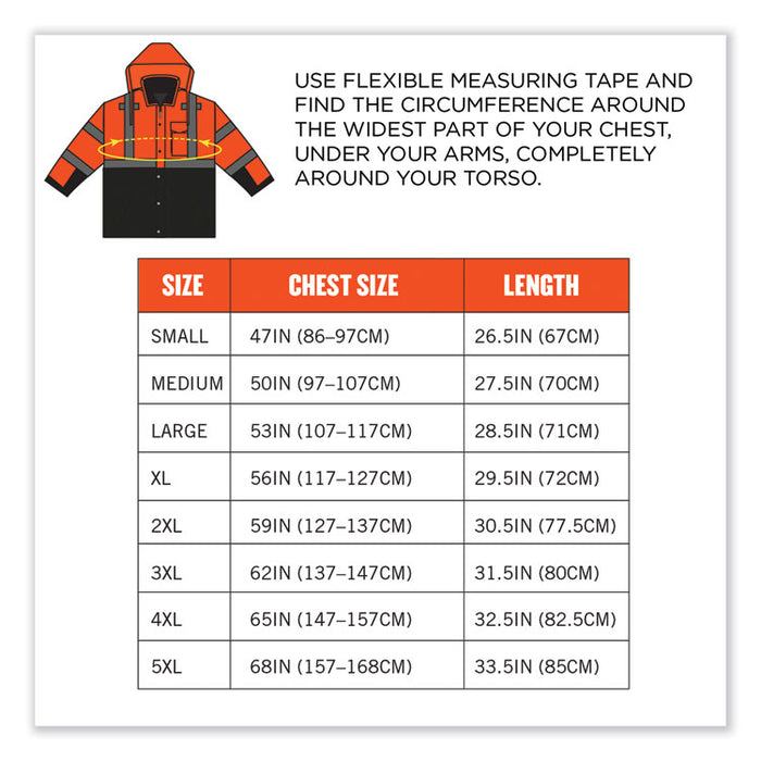GloWear 8381 Class 3 Hi-Vis 4-in-1 Quilted Bomber Jacket, Orange, X-Large