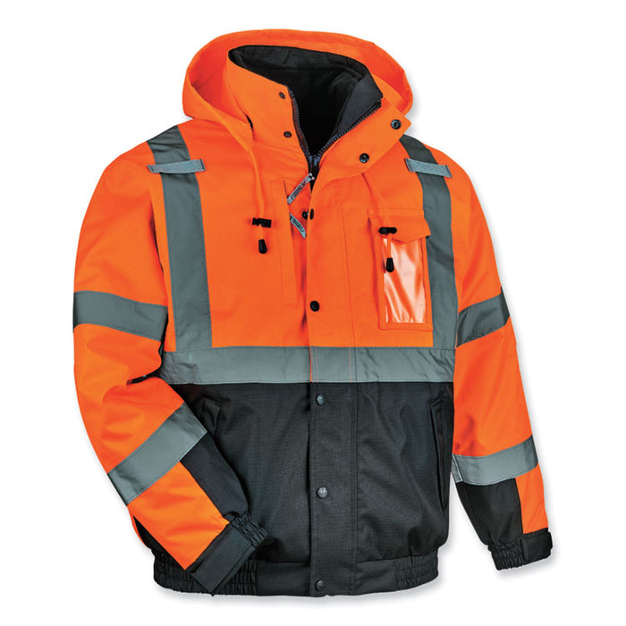 GloWear 8381 Class 3 Hi-Vis 4-in-1 Quilted Bomber Jacket, Orange, X-Large