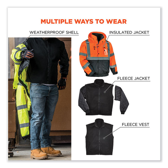 GloWear 8381 Class 3 Hi-Vis 4-in-1 Quilted Bomber Jacket, Orange, 5X-Large