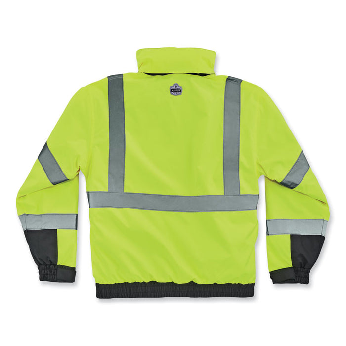 GloWear 8381 Class 3 Hi-Vis 4-in-1 Quilted Bomber Jacket, Lime, X-Large