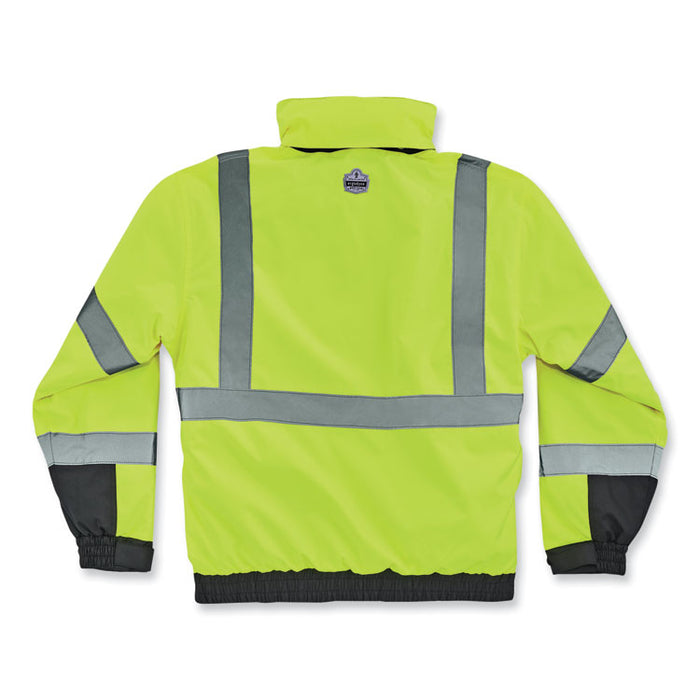 GloWear 8381 Class 3 Hi-Vis 4-in-1 Quilted Bomber Jacket, Lime, 2X-Large