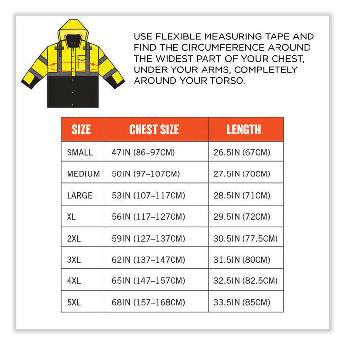 GloWear 8381 Class 3 Hi-Vis 4-in-1 Quilted Bomber Jacket, Lime, 3X-Large
