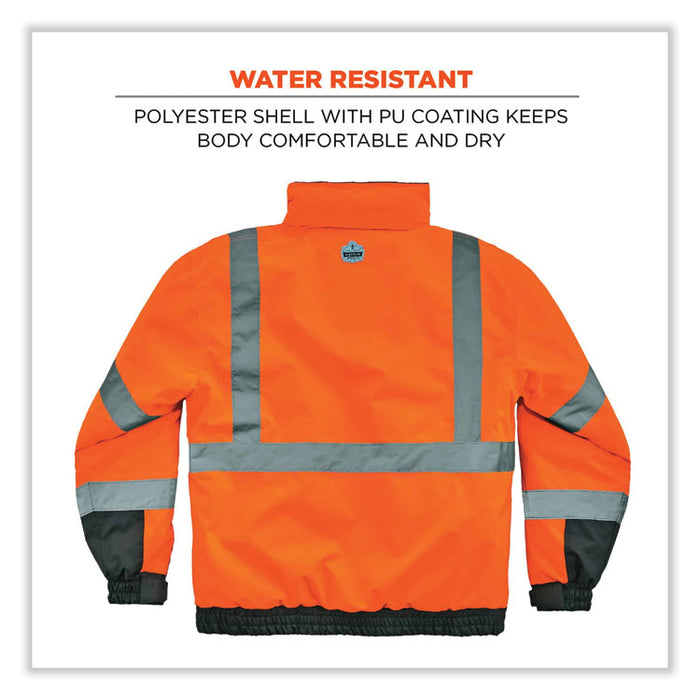 GloWear 8377 Class 3 Hi-Vis Quilted Bomber Jacket, Orange, Small