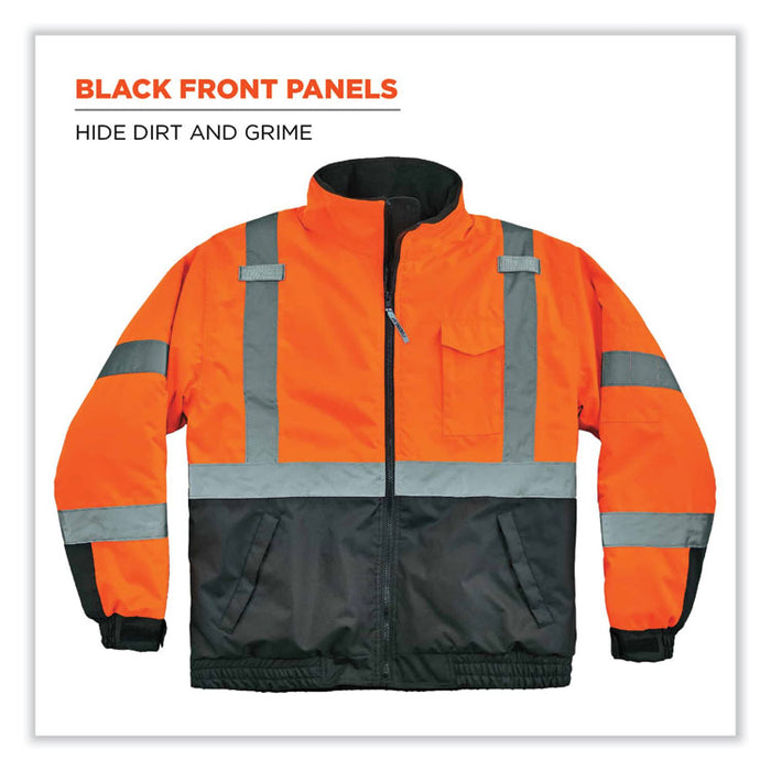 GloWear 8377 Class 3 Hi-Vis Quilted Bomber Jacket, Orange, Small