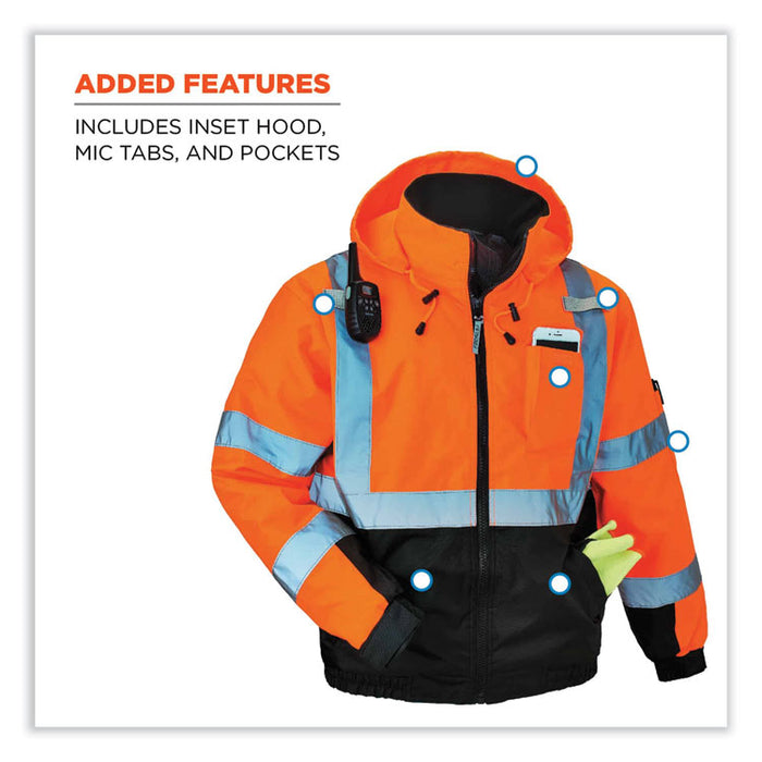 GloWear 8377 Class 3 Hi-Vis Quilted Bomber Jacket, Orange, Medium