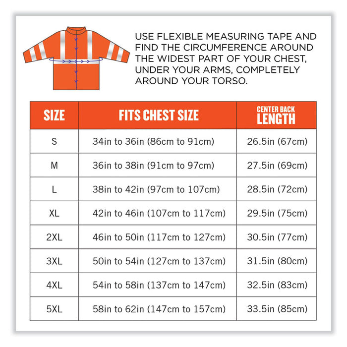 GloWear 8377 Class 3 Hi-Vis Quilted Bomber Jacket, Orange, 2X-Large