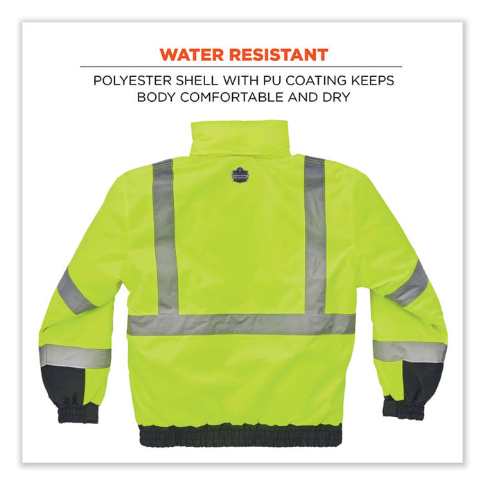 GloWear 8377 Class 3 Hi-Vis Quilted Bomber Jacket, Lime, Small