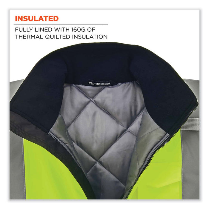GloWear 8377 Class 3 Hi-Vis Quilted Bomber Jacket, Lime, Small