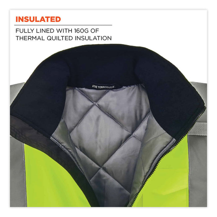 GloWear 8377 Class 3 Hi-Vis Quilted Bomber Jacket, Lime, X-Large