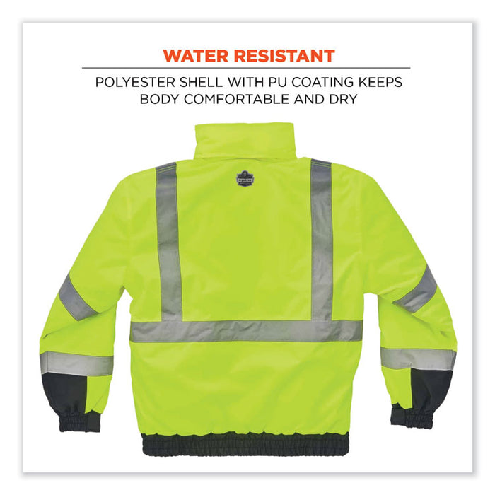 GloWear 8377 Class 3 Hi-Vis Quilted Bomber Jacket, Lime, 4X-Large