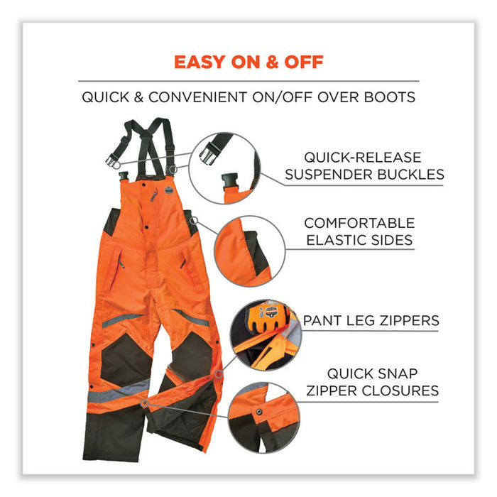 GloWear 8928 Class E Hi-Vis Insulated Bibs, Medium, Orange