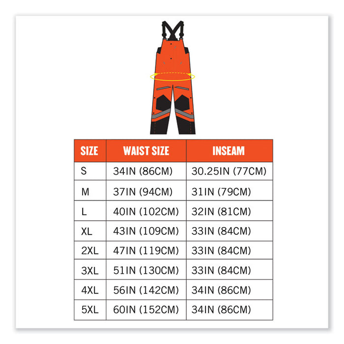 GloWear 8928 Class E Hi-Vis Insulated Bibs, Medium, Orange