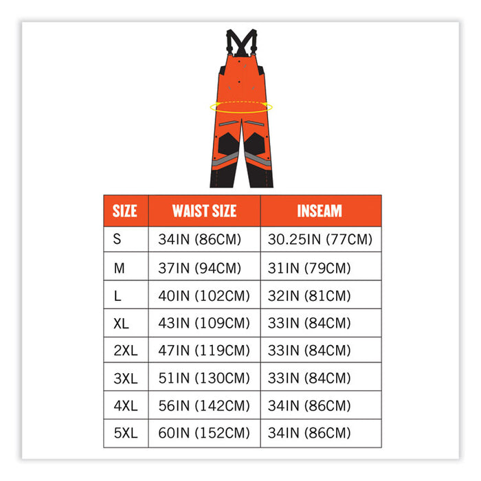 GloWear 8928 Class E Hi-Vis Insulated Bibs, X-Large, Orange