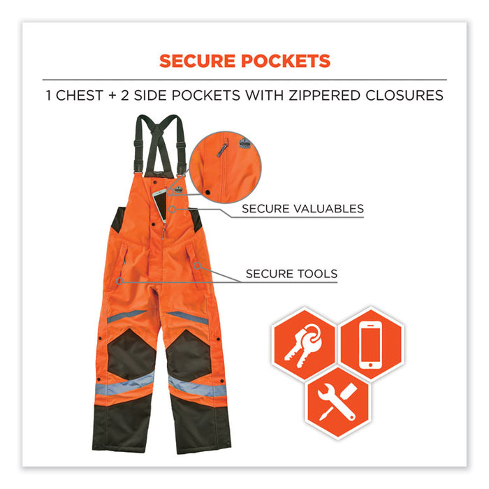 GloWear 8928 Class E Hi-Vis Insulated Bibs, 3X-Large, Orange