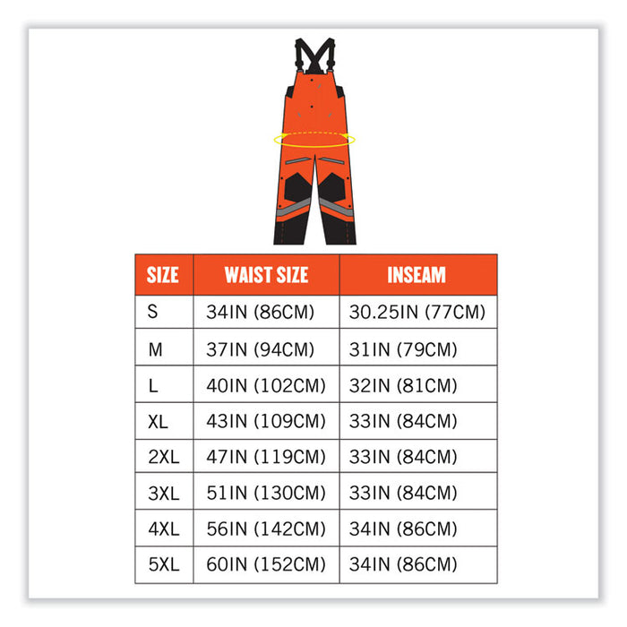 GloWear 8928 Class E Hi-Vis Insulated Bibs, 4X-Large, Orange