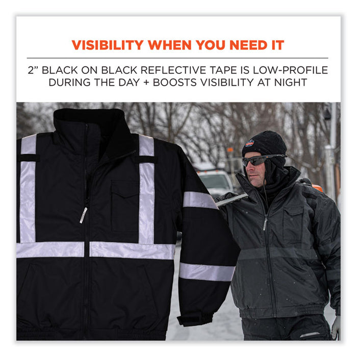 GloWear 8377EV Non-Certified Hi-Vis Quilted Bomber Jacket, Black, Small