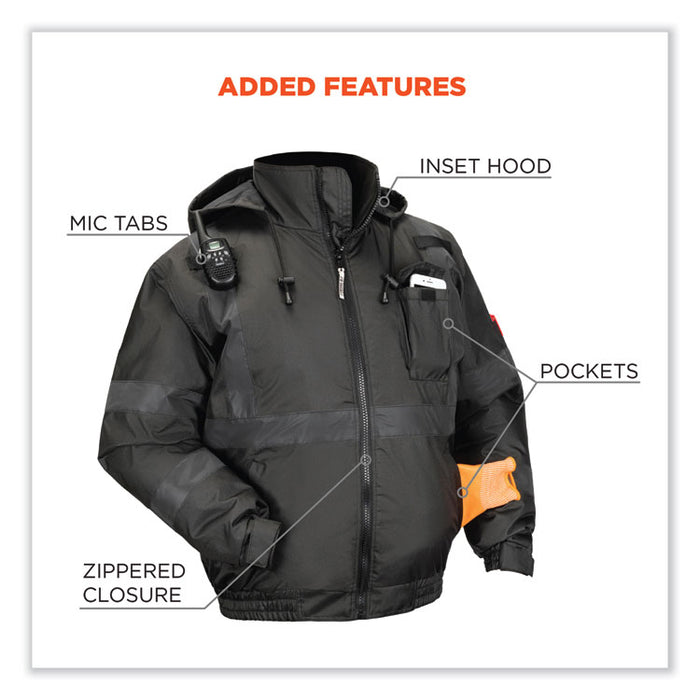 GloWear 8377EV Non-Certified Hi-Vis Quilted Bomber Jacket, Black, Small