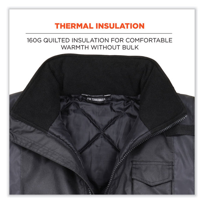 GloWear 8377EV Non-Certified Hi-Vis Quilted Bomber Jacket, Black, Medium