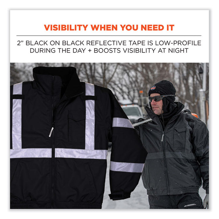 GloWear 8377EV Non-Certified Hi-Vis Quilted Bomber Jacket, Black, X-Large
