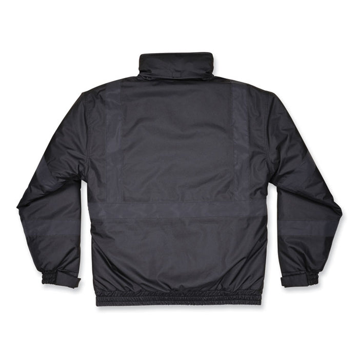 GloWear 8377EV Non-Certified Hi-Vis Quilted Bomber Jacket, Black, 3X-Large