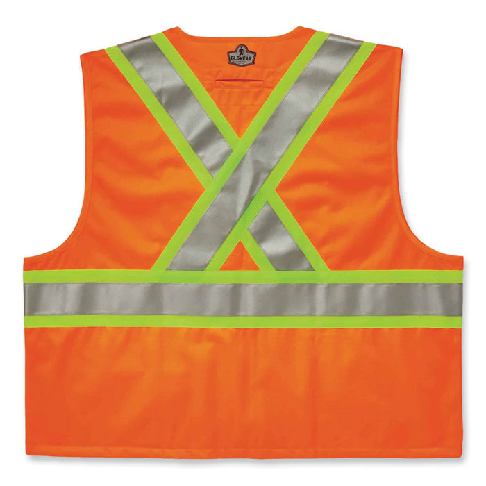 GloWear 8235ZX Class 2 Two-Tone X-Back Vest, Polyester, Large/X-Large, Orange
