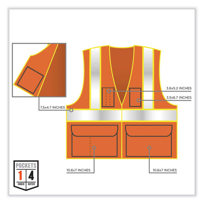 GloWear 8235ZX Class 2 Two-Tone X-Back Vest, Polyester, 4X-Large/5X-Large, Orange