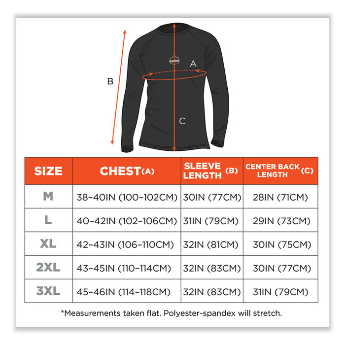 N-Ferno 6436 Long Sleeve Lightweight Base Layer Shirt, X-Large, Black