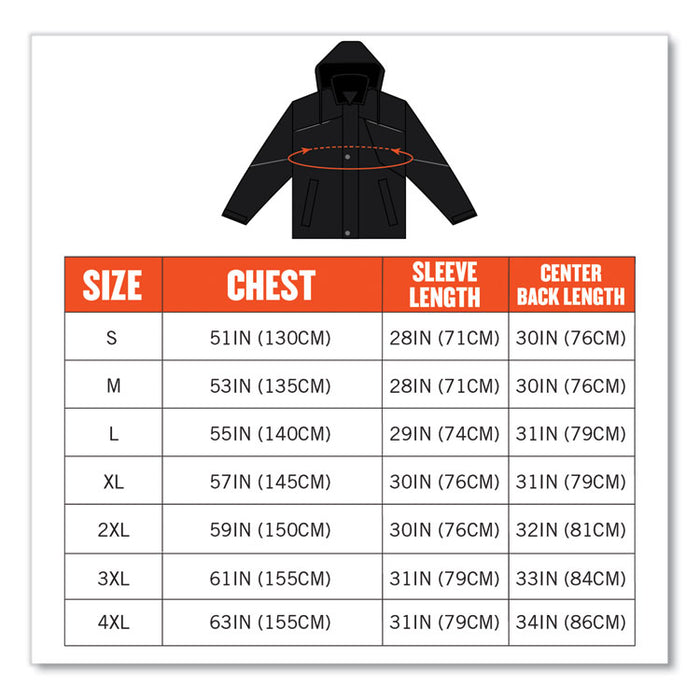 N-Ferno 6467 Winter Work Jacket with 300D Polyester Shell, Small, Black