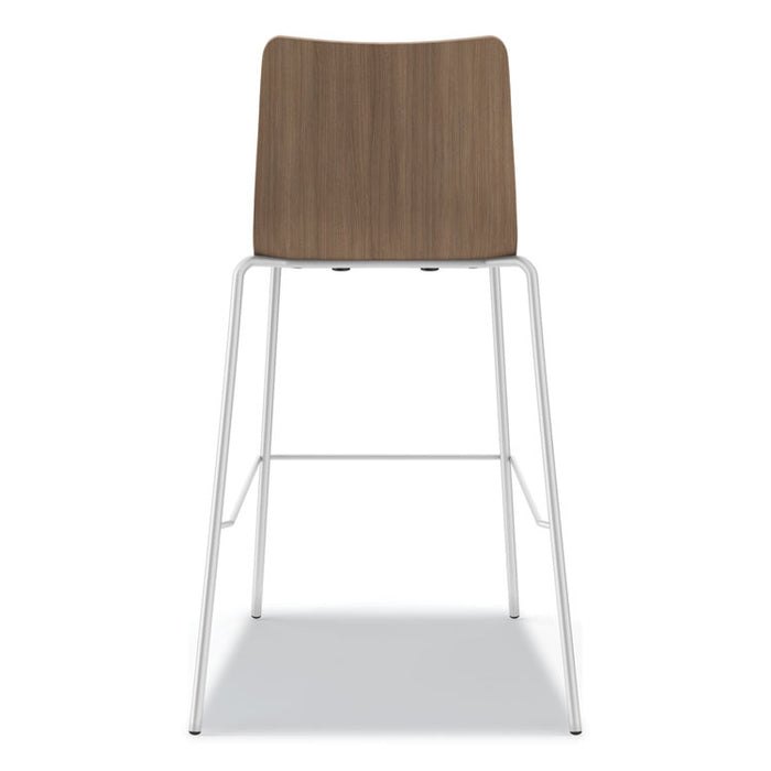 Ruck Laminate Stool, Supports up to 300 lb, 30" Seat Height, Pinnacle Seat/Back, Silver Frame