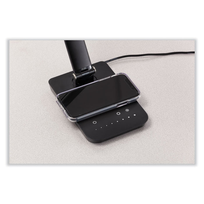 Vamp LED Wireless Charging Lamp, Multi-pivot Neck, 16.75" High, Black