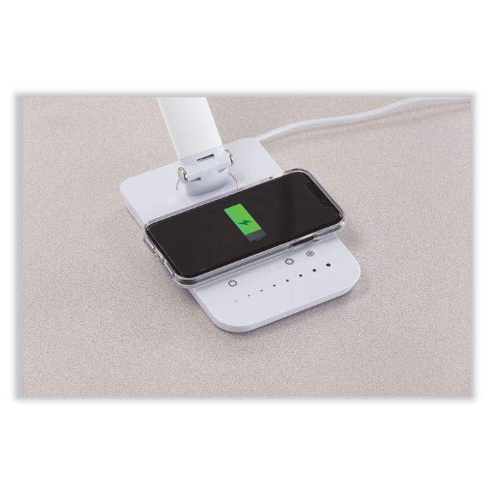 Vamp LED Wireless Charging Lamp, Multi-pivot Neck, 16.75" High, Silver
